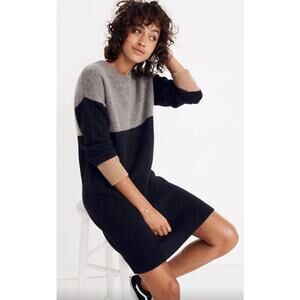 Madewell Knit Colorblock Long Sleeve Sweater Dress-small